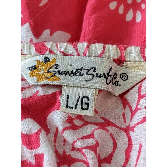 Vintage Y2K 2000s Womens L Babydoll Top Red Sleeveless Beach Surf Shirt Boho - Picture 7 of 9